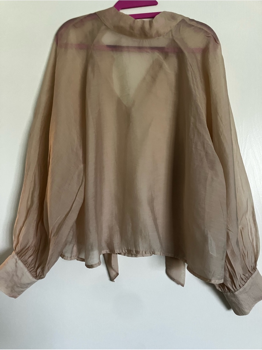 Prologue Beige Sheer Peasant Blouse XL Lightweight Boho Flowy Top - NWOT